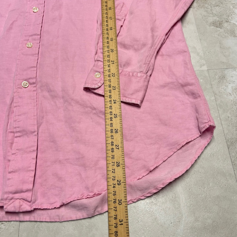 Ralph Lauren Blake Shirt Pink Mens Medium Silk Linen Blend Button Down Pony Logo - Picture 7 of 9
